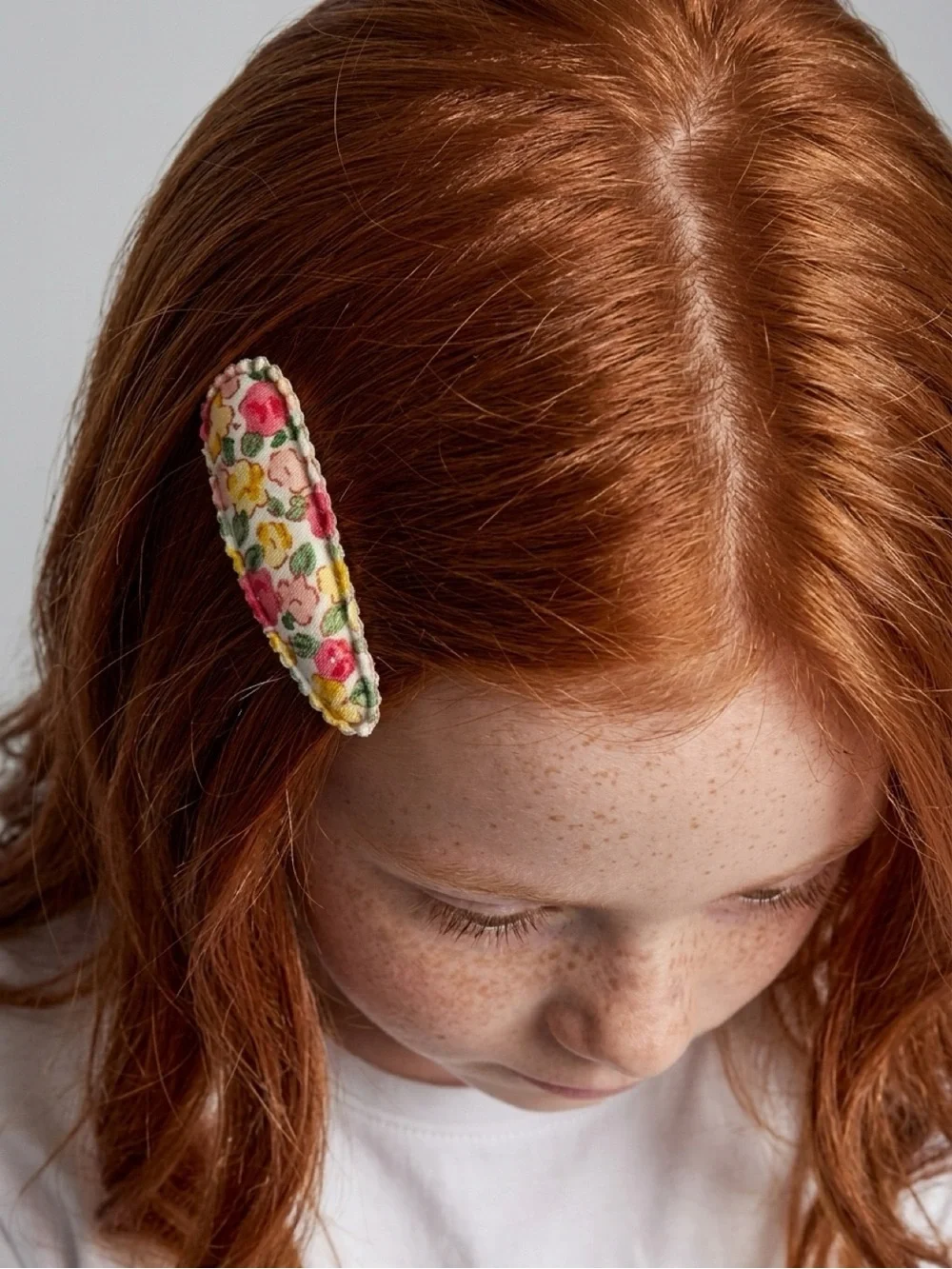 Handmade Floral Linen Snap Hair Clips Set | Vintage Toddler Girl Barrettes